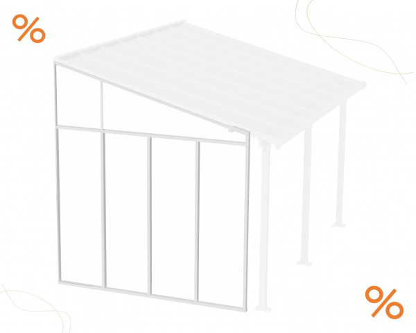 Palram-Canopia Seitenwand für Terrassenüberdachung Serie 3m Tiefe, weiß
